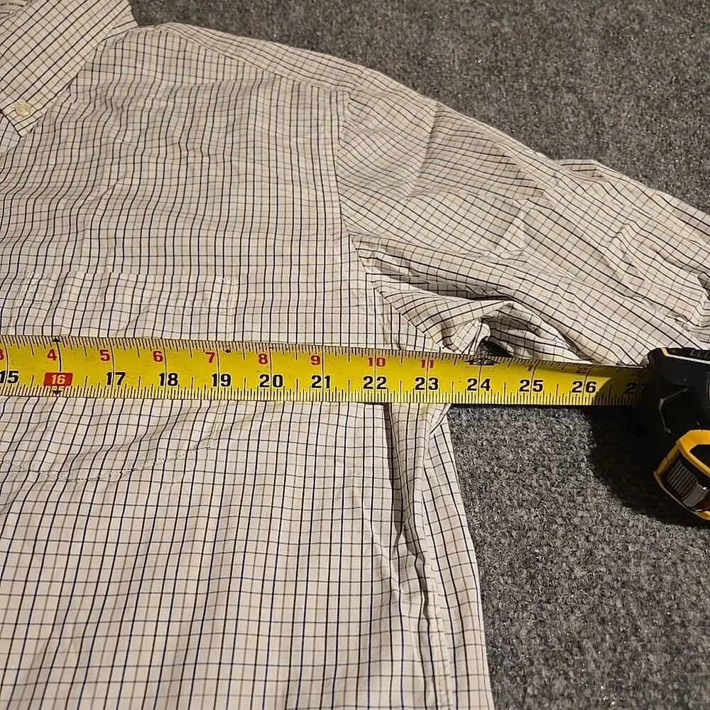 J Crew Shirt Mens XL White Check Long Sleeve Button Up 2 Ply Cotton Pocket